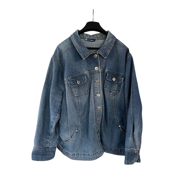 PENNINGTONS Jean Jacket Womens 3X Denim Blue Casual Button Up Plus Size - Picture 4 of 12